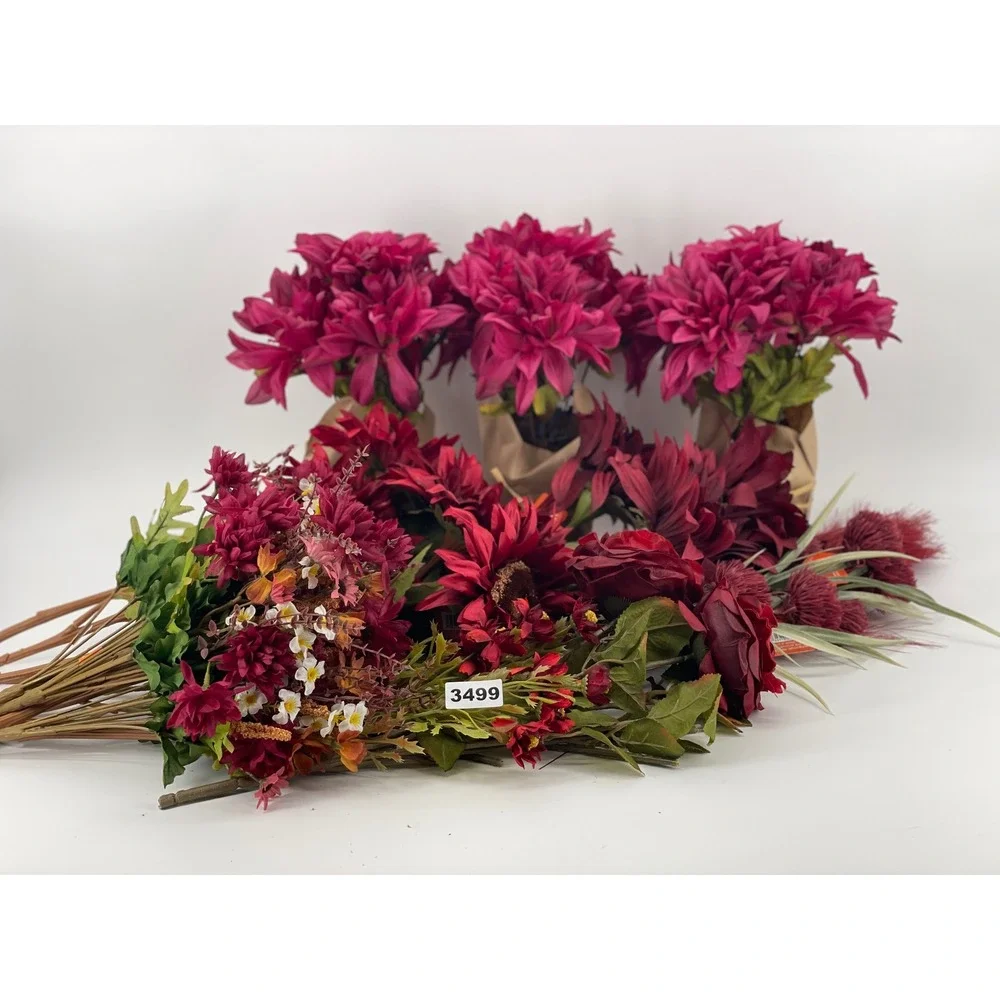 Lot of 22 Ashland Artificial Floral Bundle OS Burgundy Red Fall Decor Excellent